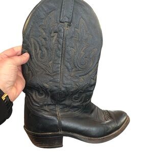 Vintage Dan Post Cowboy Boots, Black, Size 10